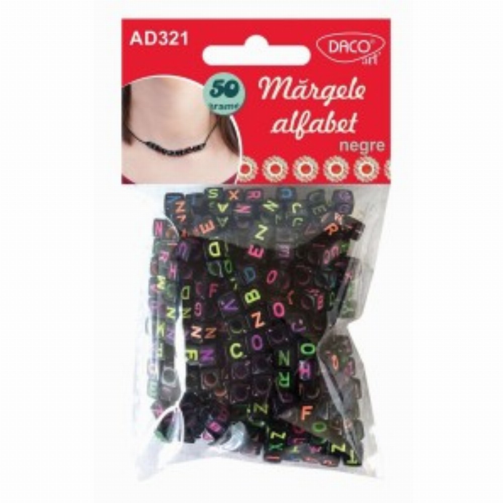 Accesorii Craft Margele Alfabet Negre 3 Buc