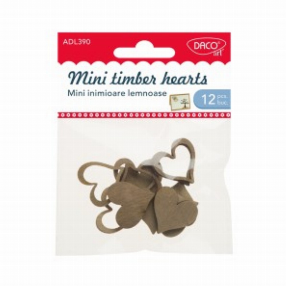 Accesorii Craft Mini Inimioare Lemnoase 3 Buc