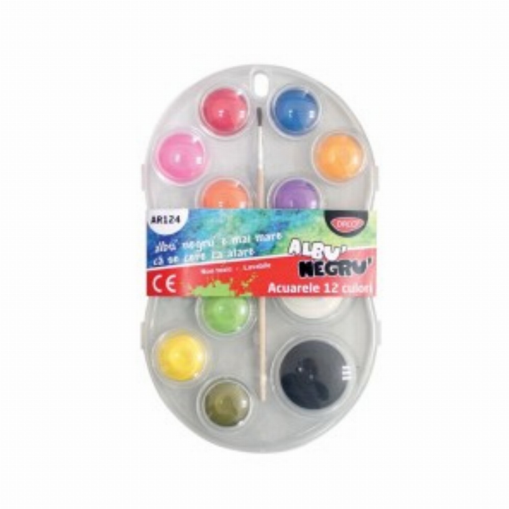 Acuarele 12 Culori Albu'negru'