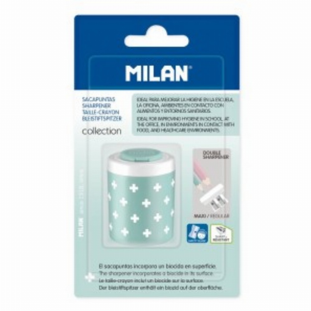 Ascutitoare Plastic Dubla Cu Container Antibacterial Blister