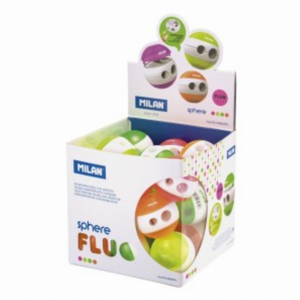 Ascutitoare Plastic Dubla Cu Container Sphere Fluo