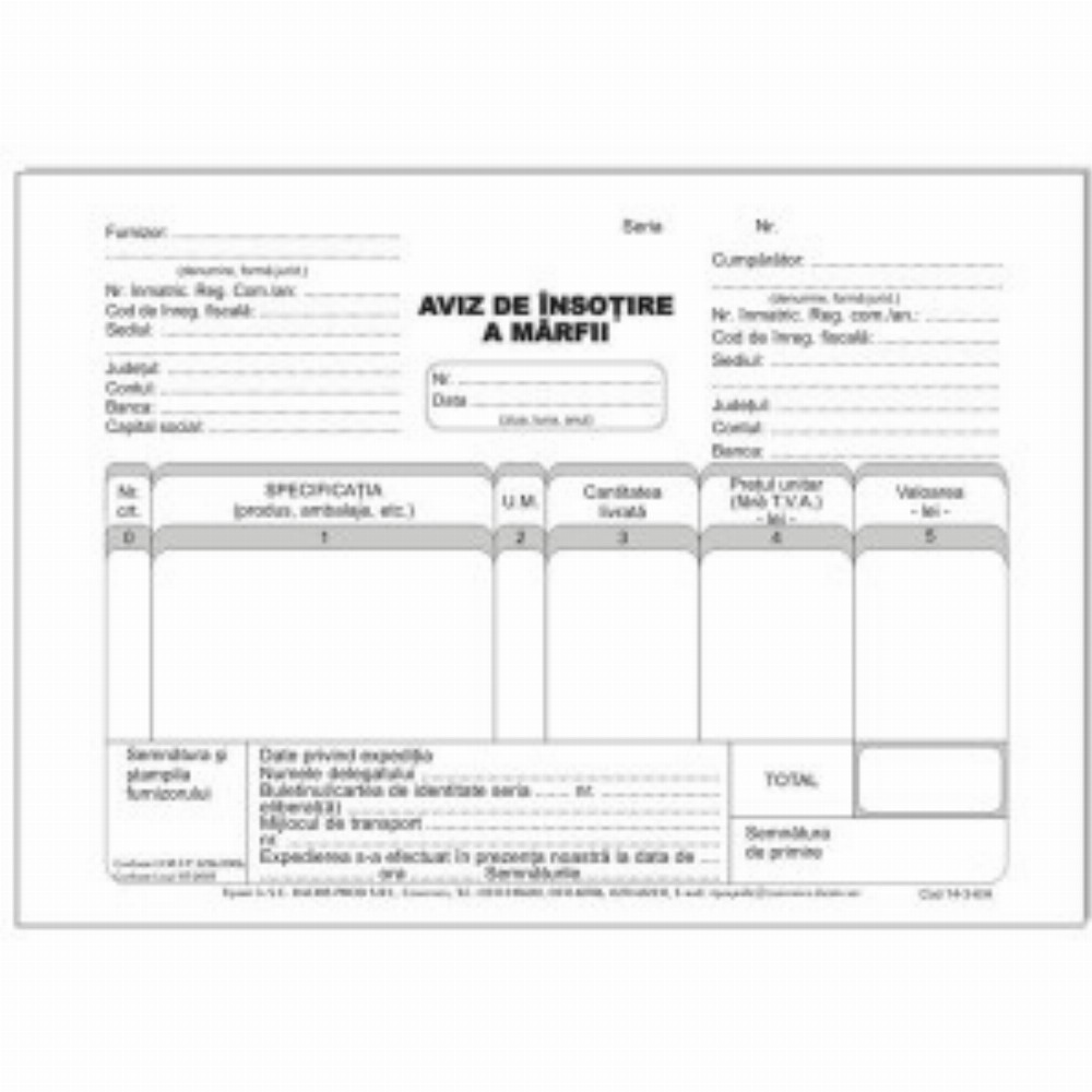 Aviz De Insotire A Marfii A5 150f Nep L03394