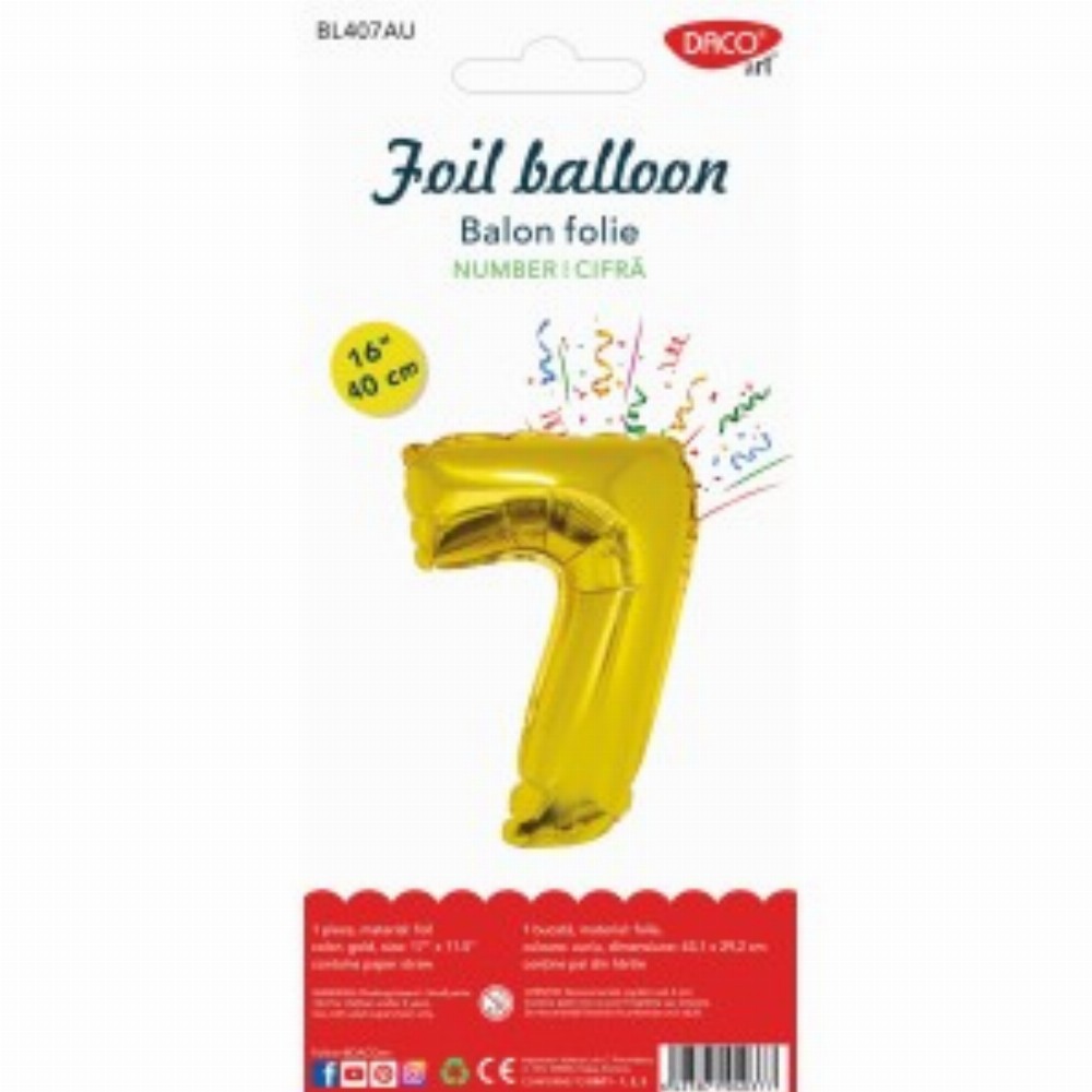 Balon Folie Cifra 7 Auriu 40 Cm