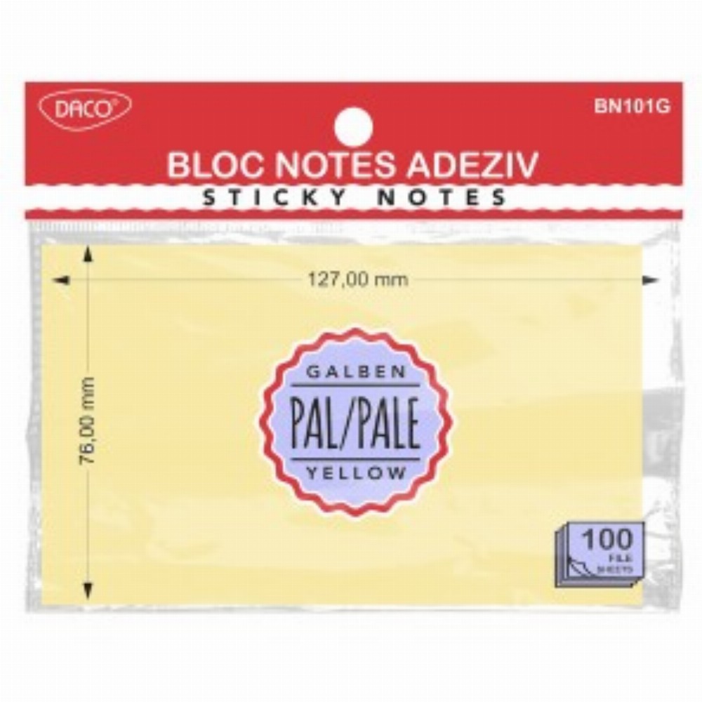 Bloc Notes Adeziv 127x76 Galben Pal