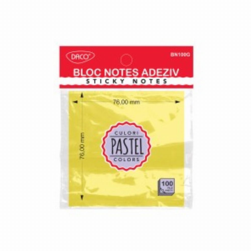 Bloc Notes Adeziv 76x76 Galben Pastel