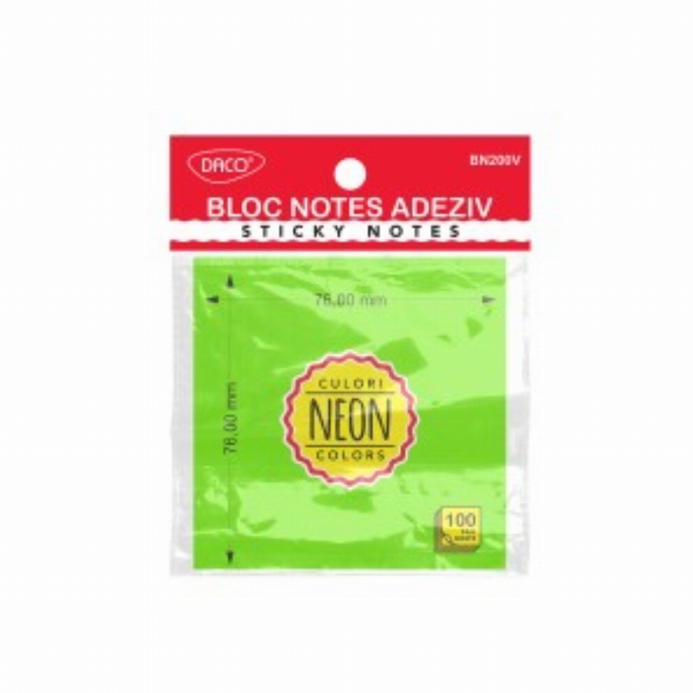 Bloc Notes Adeziv 76x76 Verde Neon