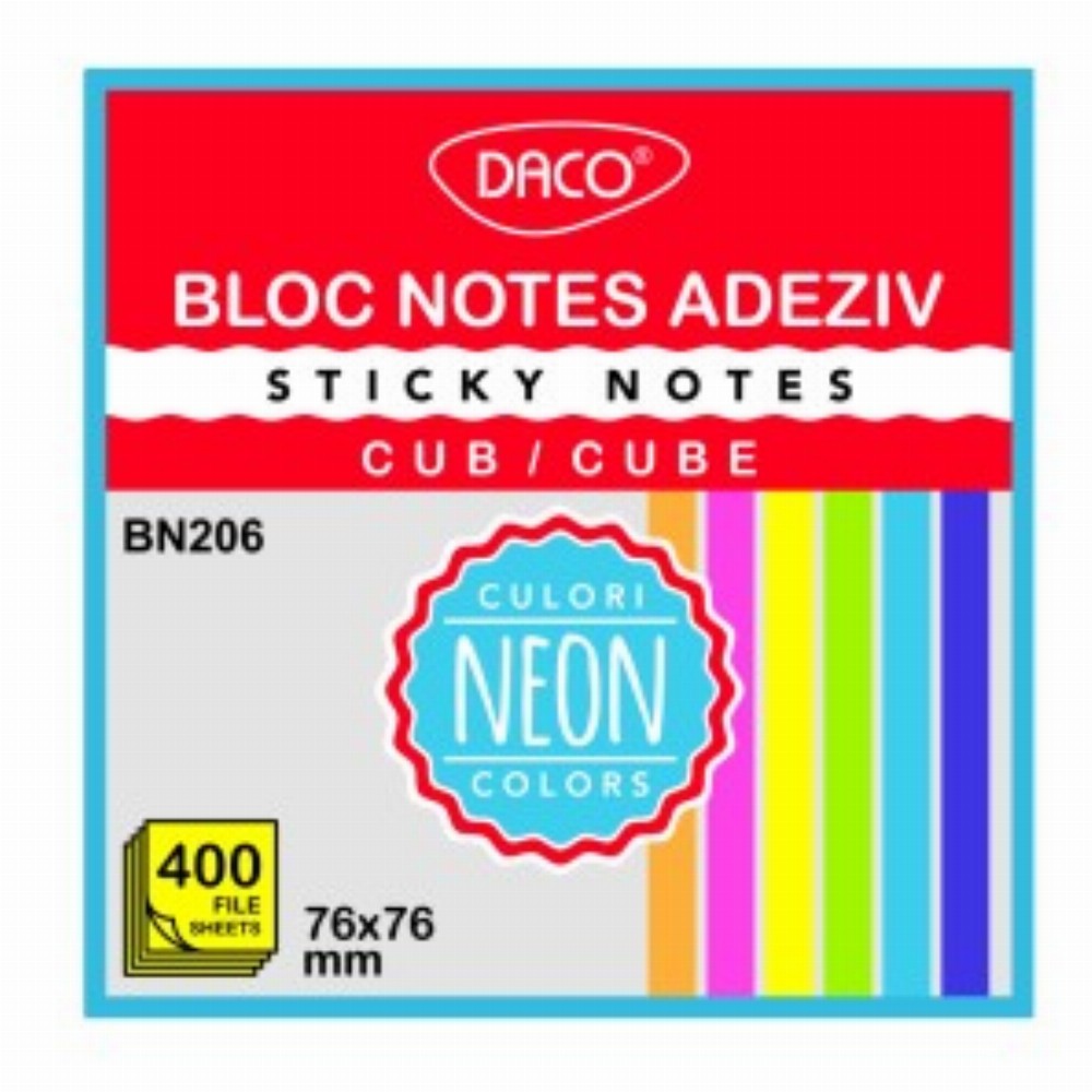 Bloc Notes Adeziv Cub 400 File 76x76 6 Cul