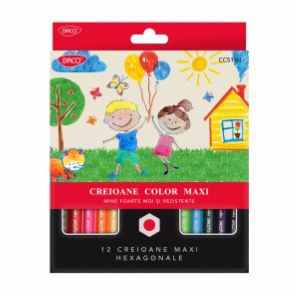 Creion Color 12 Culori Maxi Hexagonal 6 Buc