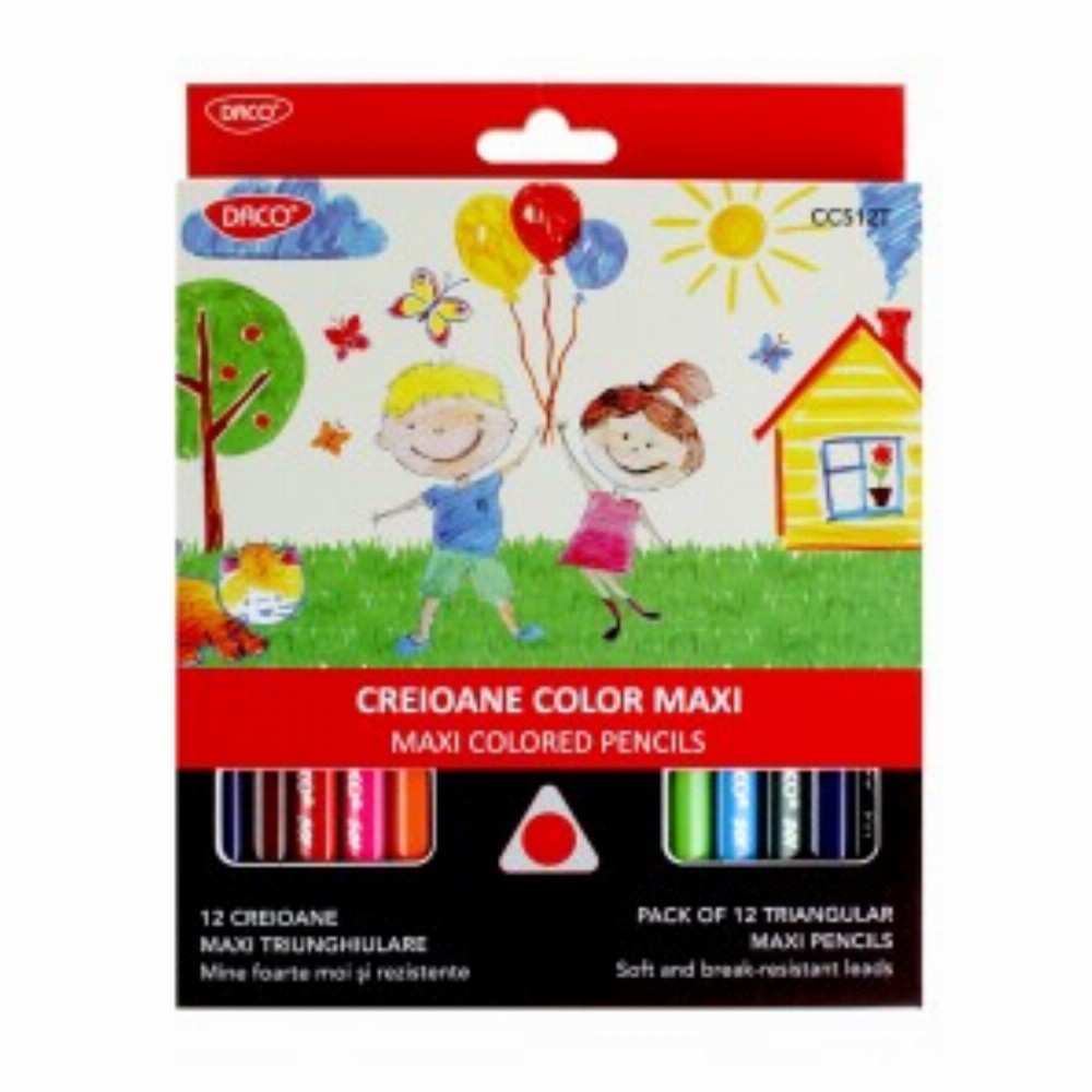 Creion Color 12 Culori Maxi Triunghiular 6 Buc