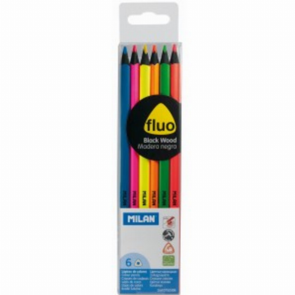 Creion Color 6 Fluo Lemn Negru