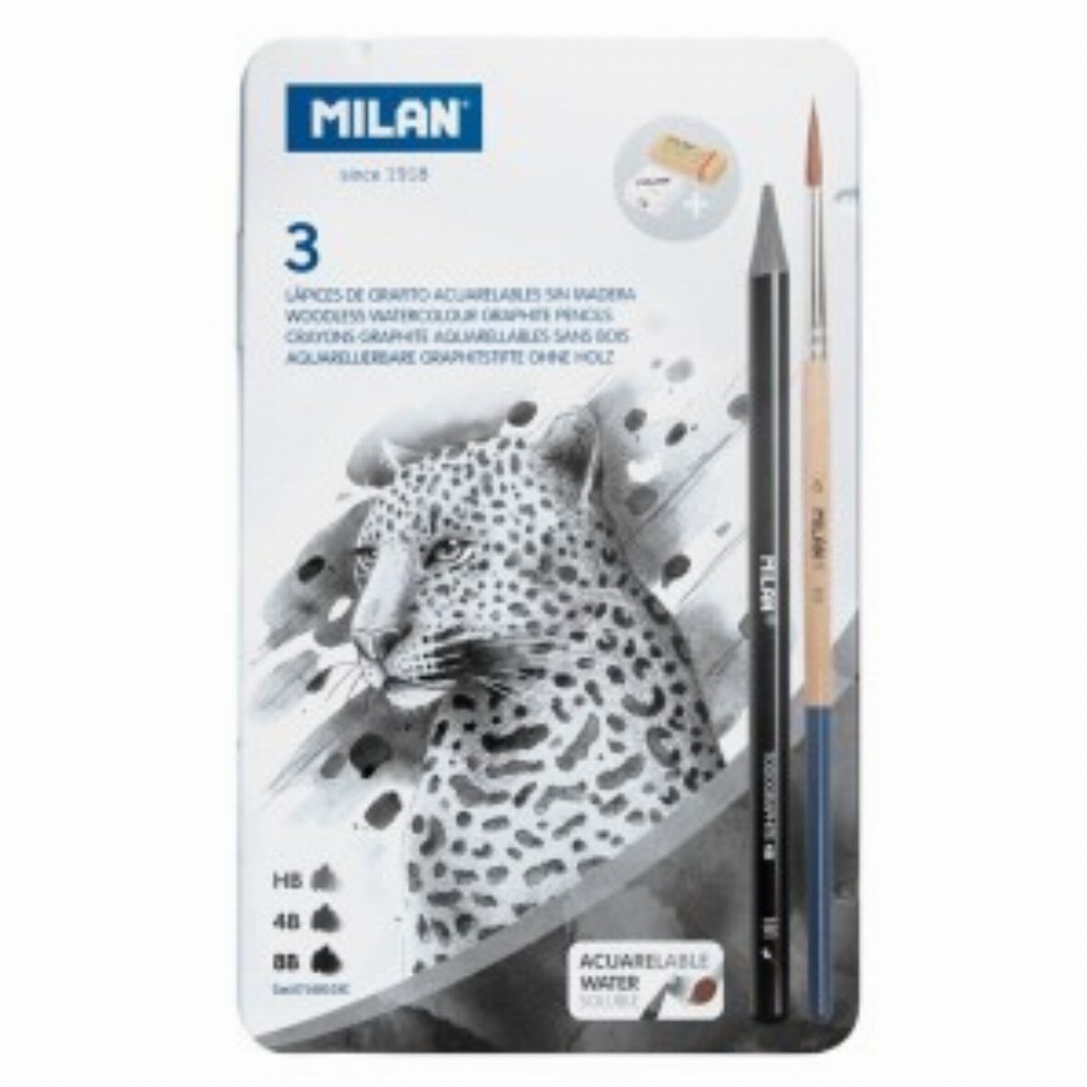 Creion Grafit Solubil Cutie Metalica 3 Buc