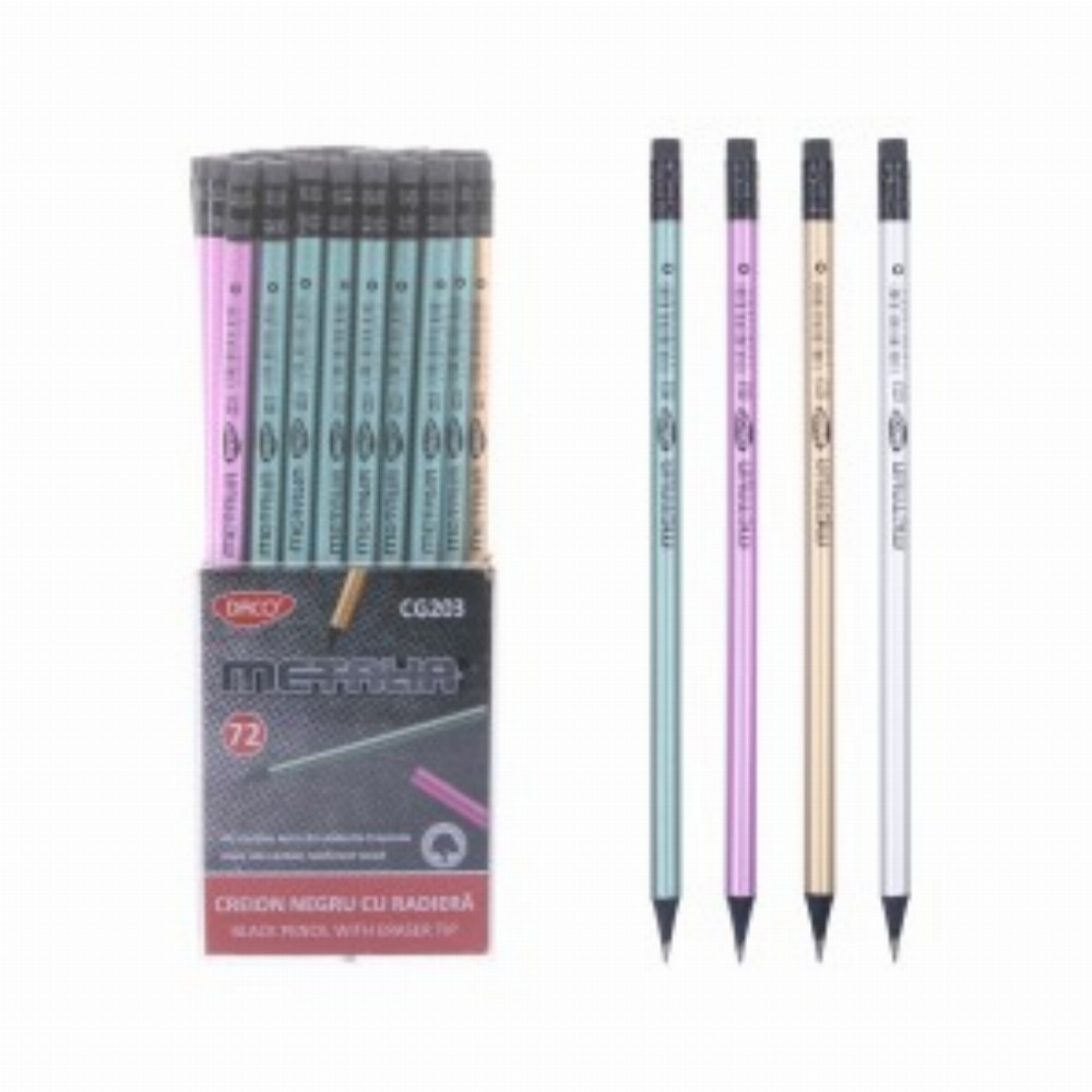 Creion Negru Cu Radiera Metalia 72 Buc