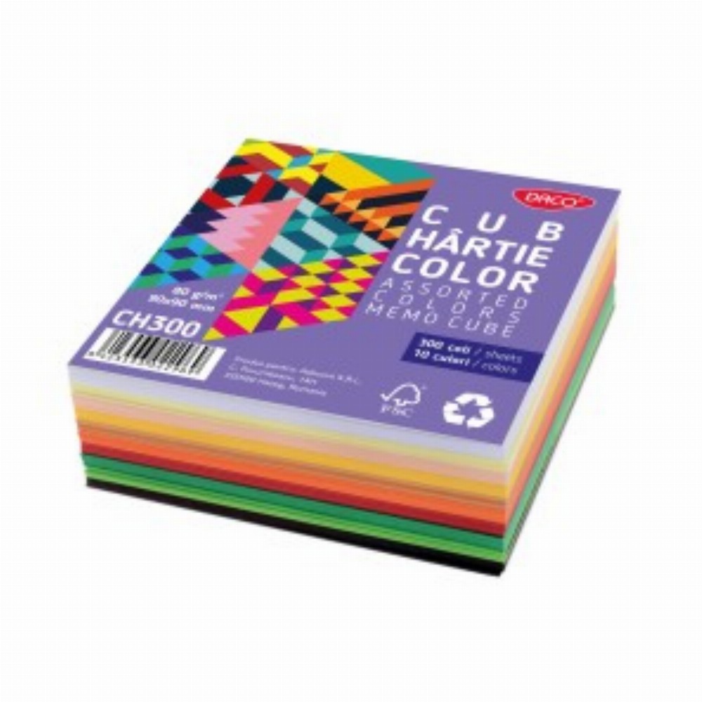 Cub Hartie Color 9x9cm 300coli 5 Cul.
