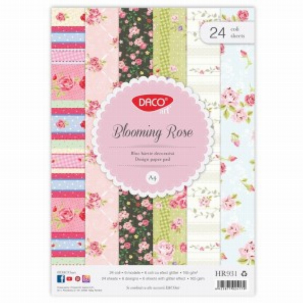 Hartie Decorativa A4 24 Coli Blooming Rose