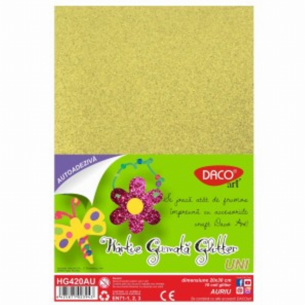 Hartie Gumata Aa Glitter 20x30cm 10coli