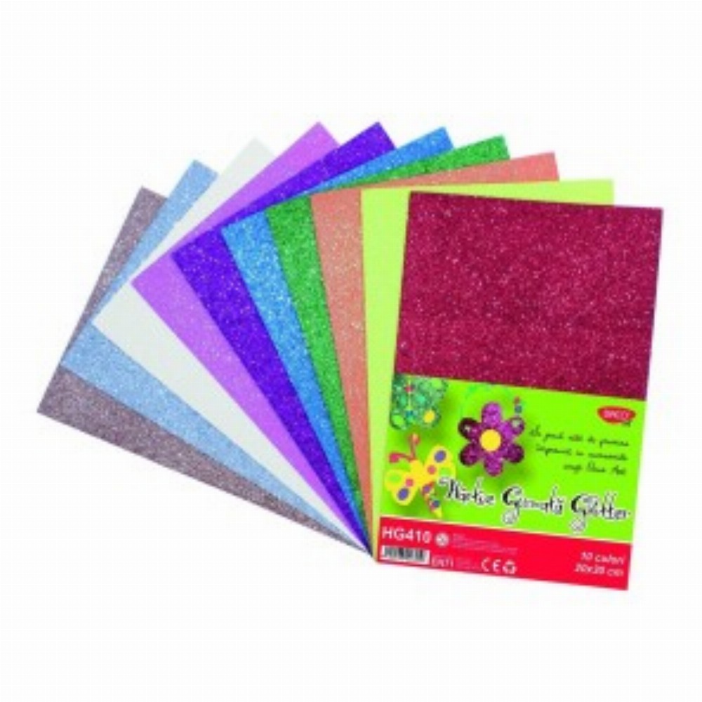 Hartie Gumata Glitter 20x30cm 10coli 10cul
