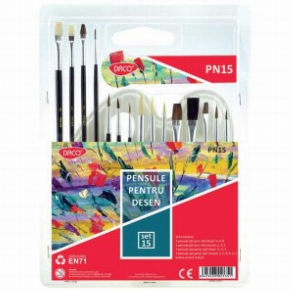 Pensula Set 15 Pn 15 Paleta Acuarela Inclusa